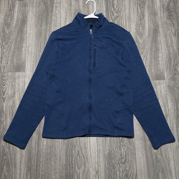 Marmot Other - Marmot Drop Line Jacket Mens M Blue Knit Fleece Lined Polartec Full Zip Sweater